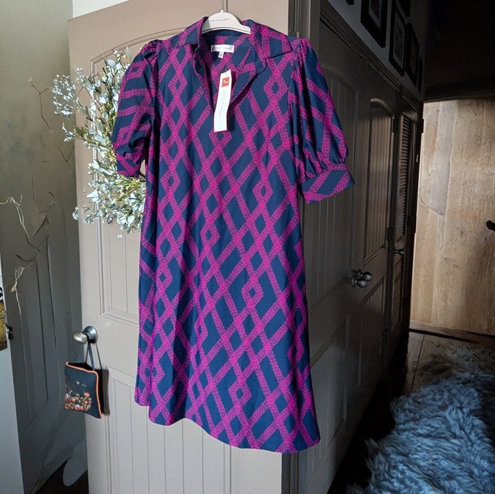 Jude Connally Emerson Dress - Diamond Lattice Navy